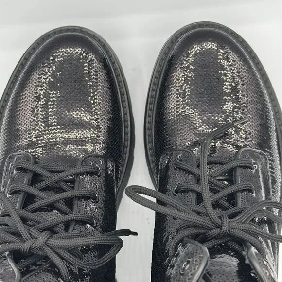 New Celine BULKY Sequined Strap-Up Combat Boot Size 39 US Size 9 - Picture 6 of 12